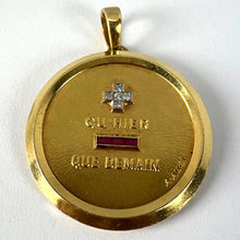 Load image into Gallery viewer, Large Augis French Plus Qu’Hier Ruby Diamond 18K Yellow Gold Love Charm Pendant
