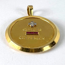 Load image into Gallery viewer, Large Augis French Plus Qu’Hier Ruby Diamond 18K Yellow Gold Love Charm Pendant
