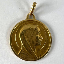 Load image into Gallery viewer, Antique French Laujan Virgin Mary 18K Yellow Gold Religious Medal Pendant Charm
