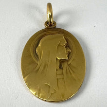 Load image into Gallery viewer, Antique French Tricard Virgin Mary 18K Yellow Gold Religious Oval Medal Pendant
