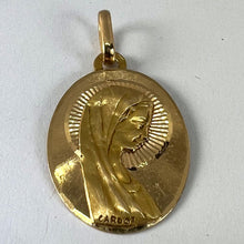 Load image into Gallery viewer, French Cardot Virgin Mary 18K Yellow Gold Religious Oval Medal Pendant Charm
