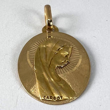 Load image into Gallery viewer, French Cardot Virgin Mary 18K Yellow Gold Religious Oval Medal Pendant Charm
