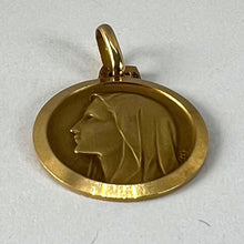 Load image into Gallery viewer, French Virgin Mary Notre Dame de Lourdes 18K Yellow Gold Religious Medal Pendant

