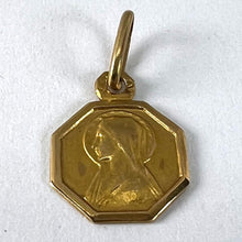 Load image into Gallery viewer, Small Vintage French Lourdes Virgin Mary 18K Yellow Gold Religious Charm Pendant
