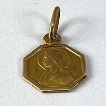 Load image into Gallery viewer, Small Vintage French Lourdes Virgin Mary 18K Yellow Gold Religious Charm Pendant
