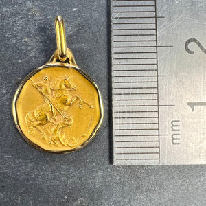 French Augis Saint George and the Dragon 18K Yellow Gold Charm Pendant