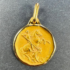 French Augis Saint George and the Dragon 18K Yellow Gold Charm Pendant