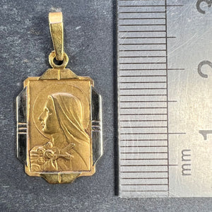 French Saint Therese 18K Yellow White Gold Charm Pendant