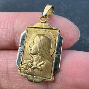 French Saint Therese 18K Yellow White Gold Charm Pendant