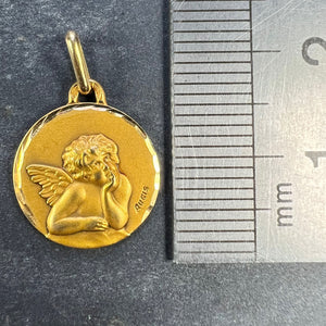 French Augis Raphael’s Cherub 18K Yellow Gold Charm Pendant