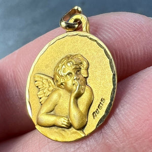 French Augis Raphael’s Cherub 18K Yellow Gold Charm Pendant