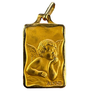 French Augis Raphael’s Cherub 18K Yellow Gold Charm Pendant