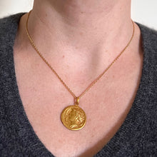 Load image into Gallery viewer, French Salacia Amphitrite Sea Goddess Dolphins 18K Yellow Gold Pendant Medal
