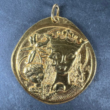 Load image into Gallery viewer, Large French Monnaie De Paris Virgin Mary of the Lilies Madonna 18K Yellow Gold Pendant
