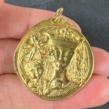 Load image into Gallery viewer, Large French Monnaie De Paris Virgin Mary of the Lilies Madonna 18K Yellow Gold Pendant
