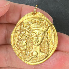 Load image into Gallery viewer, Large French Monnaie De Paris Virgin Mary of the Lilies Madonna 18K Yellow Gold Pendant
