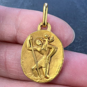 Augis Quentric French Saint Christopher 18K Yellow Gold Charm Pendant