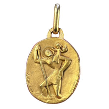 Load image into Gallery viewer, Augis Quentric French Saint Christopher 18K Yellow Gold Charm Pendant
