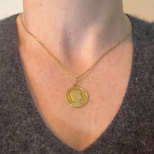 Load image into Gallery viewer, Antique French Laujan Virgin Mary 18K Yellow Gold Religious Medal Pendant Charm
