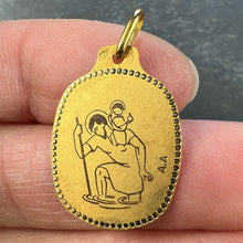 Load image into Gallery viewer, Augis French Saint Christopher 18K Yellow Gold Black Enamel Medal Pendant
