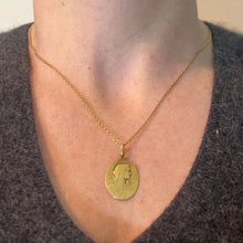 Load image into Gallery viewer, Antique French Tricard Virgin Mary 18K Yellow Gold Religious Oval Medal Pendant
