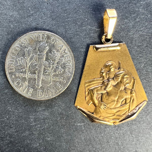 Vintage French Saint Christopher 18K Yellow Gold Medal Pendant