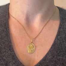 Load image into Gallery viewer, French Cardot Virgin Mary 18K Yellow Gold Religious Oval Medal Pendant Charm
