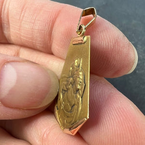 Vintage French Saint Christopher 18K Yellow Gold Medal Pendant