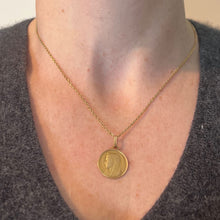 Load image into Gallery viewer, Antique French Dropsy Virgin Mary 18K Yellow Gold Medal Pendant Charm
