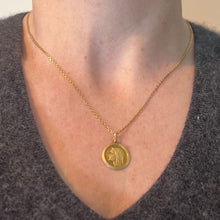 Load image into Gallery viewer, French Virgin Mary Notre Dame de Lourdes 18K Yellow Gold Religious Medal Pendant
