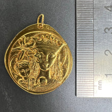 Load image into Gallery viewer, Large French Monnaie De Paris Virgin Mary of the Lilies Madonna 18K Yellow Gold Pendant
