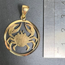 Load image into Gallery viewer, Large French 18K Yellow Gold Zodiac Cancer Crab Charm Pendant
