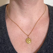 Load image into Gallery viewer, French St Christopher 18K Yellow Gold Charm Medal Pendant
