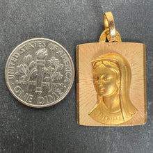 Load image into Gallery viewer, French Perroud Virgin Mary 18K Yellow Gold Rectangular Medal Pendant
