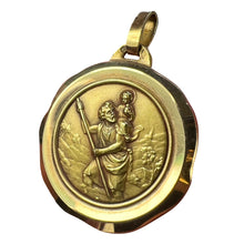 Load image into Gallery viewer, Large French Perriat Saint Christopher 18K Yellow Gold Pendant Medal
