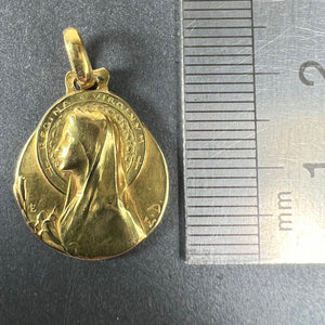 French Emile Dropsy Virgin Mary 18K Yellow Gold Medal Pendant