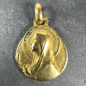 French Emile Dropsy Virgin Mary 18K Yellow Gold Medal Pendant
