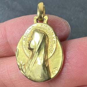 French Emile Dropsy Virgin Mary 18K Yellow Gold Medal Pendant