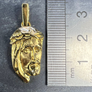 French Jesus Christ Crown of Thorns  18K Yellow Gold Medal Pendant