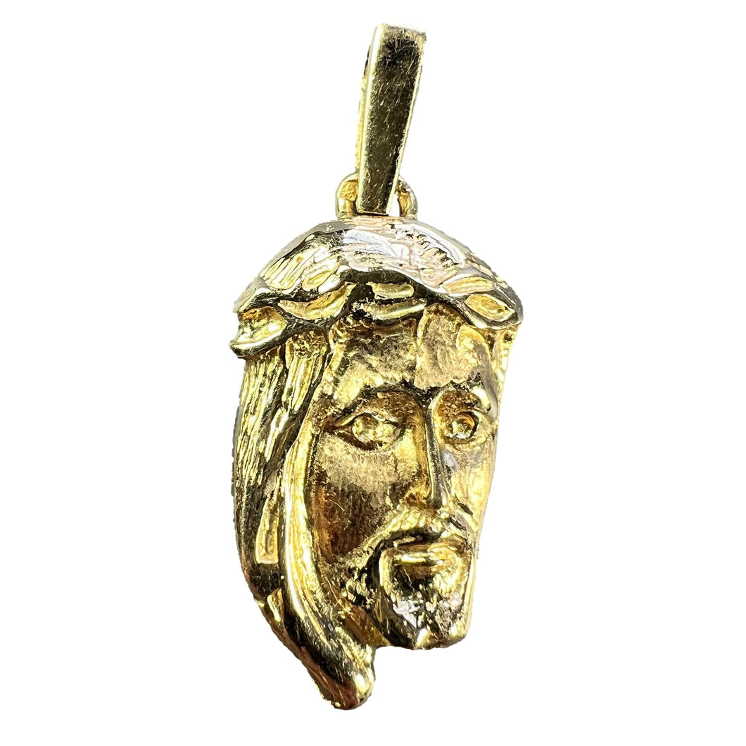 French Jesus Christ Crown of Thorns  18K Yellow Gold Medal Pendant