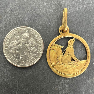 French 18K Yellow Gold Dog House Charm Pendant