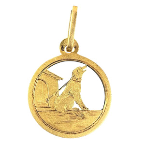 French 18K Yellow Gold Dog House Charm Pendant
