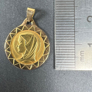French Virgin Mary 18K Yellow Gold Medal Pendant