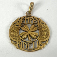 Load image into Gallery viewer, Antique French Semper Fidelis Always Faithful Forever Love 18K Yellow Gold Lucky Clover Pendant
