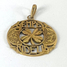 Load image into Gallery viewer, Antique French Semper Fidelis Always Faithful Forever Love 18K Yellow Gold Lucky Clover Pendant

