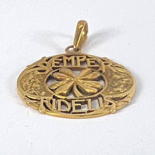 Load image into Gallery viewer, Antique French Semper Fidelis Always Faithful Forever Love 18K Yellow Gold Lucky Clover Pendant
