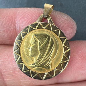 French Virgin Mary 18K Yellow Gold Medal Pendant