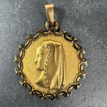 Load image into Gallery viewer, Vintage French Virgin Mary 18K Yellow Gold Medal Pendant
