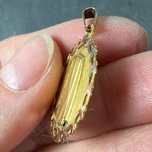 Vintage French Virgin Mary 18K Yellow Gold Medal Pendant