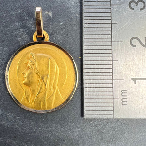 French Perriat Virgin Mary 18K Yellow Gold Religious Medal Pendant